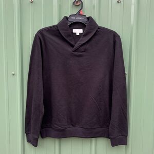 Men's Shawl Collar Black Fleece Sweatshirt Size M